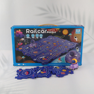 Top selling children puzzle game electric rail car toys wholesale