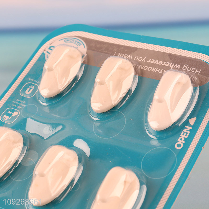 Popular products 6pcs white plastic sticky hook wall hook for household