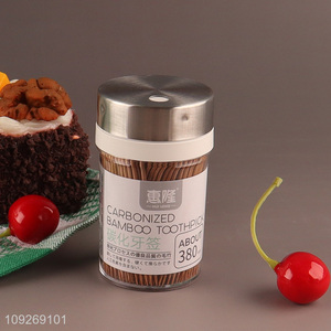Factory price 380pcs disposable carbonized bamboo toothpicks for sale