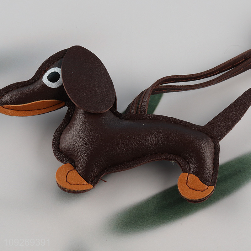 Top selling cartoon leather puppy keychain key ring bag pendant wholesale