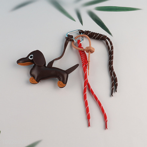 Top selling cartoon leather puppy keychain key ring bag pendant wholesale