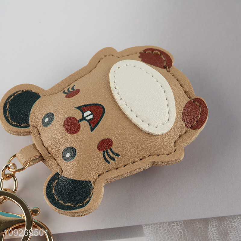 Top quality cartoon leather pendant keychain key ring bag pendant