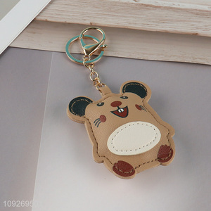 Top quality cartoon leather pendant keychain key ring bag pendant