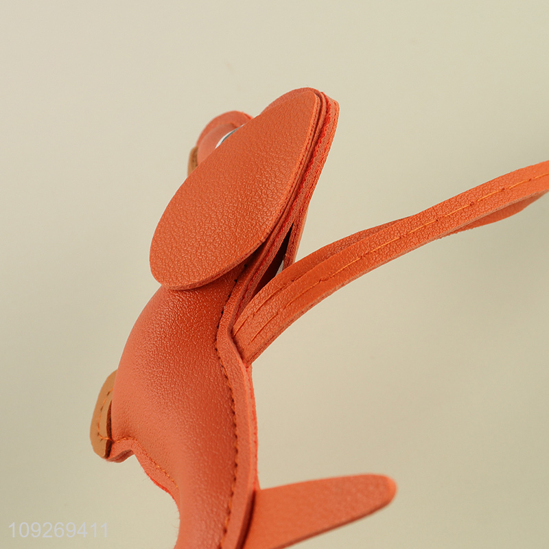 Good quality cartoon puppy leather keychain key ring bag pendant