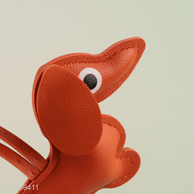 Good quality cartoon puppy leather keychain key ring bag pendant