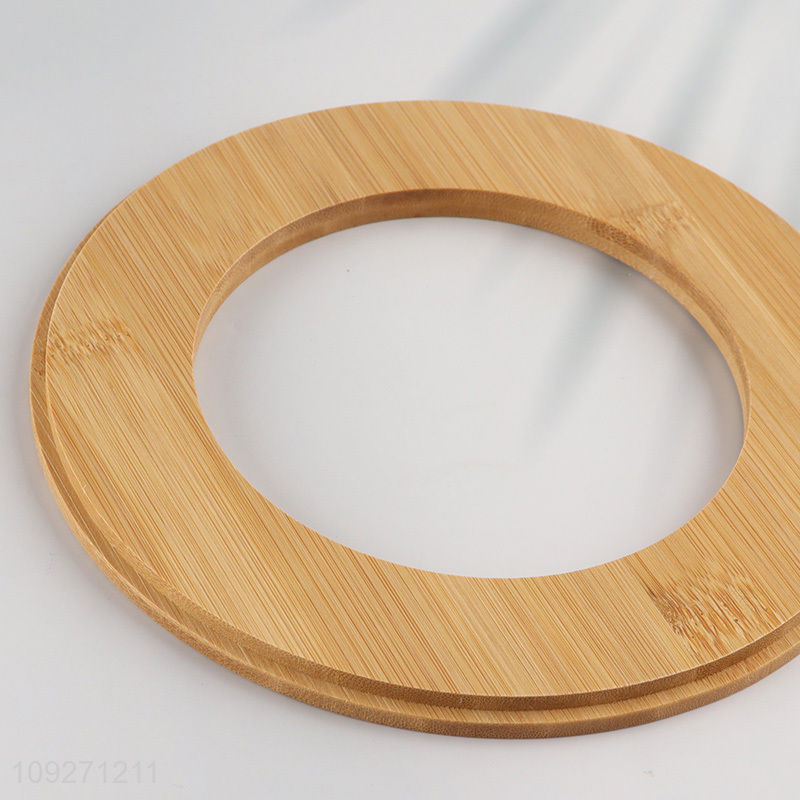 Factory price home office round plastic waste bin with bamboo lid