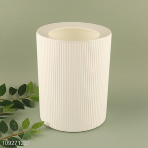 Good price white round plastic waste bin with bamboo lid