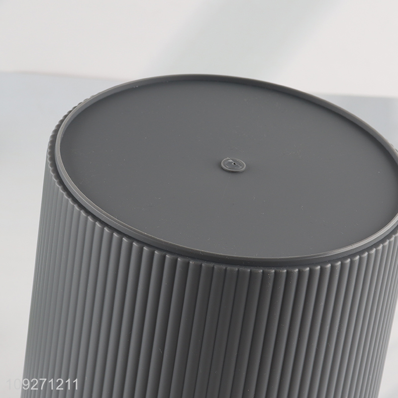 Factory price home office round plastic waste bin with bamboo lid