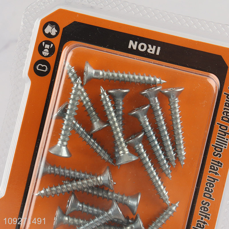 High quality 4*25mm zinc-plated phillips flat head self-tapping screws