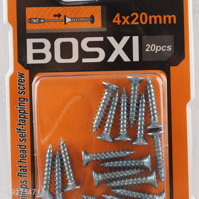 China factory 4*20mm zinc-plated phillips flat head self-tapping screws