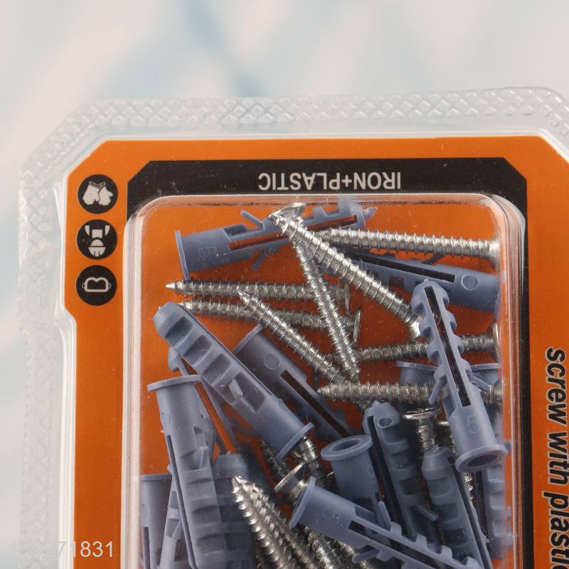 Yiwu market 16pcs plastic wall anchor and screw set for hardware accessories