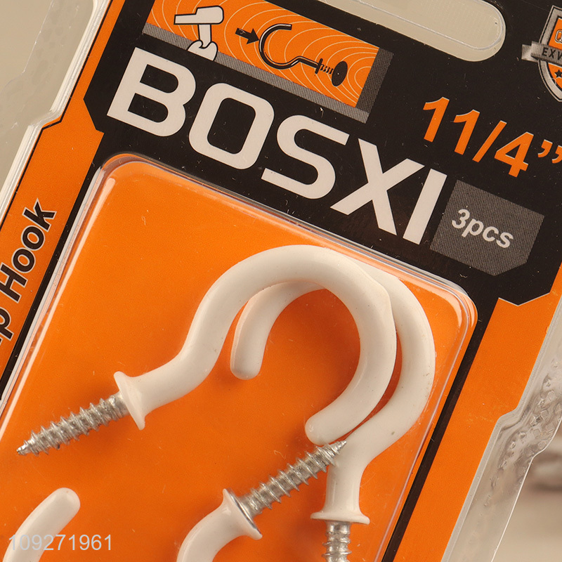 China wholesale 3pcs plastic coated self tapping screws hooks