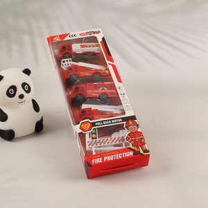 New arrival fire protection truck children's toy pull back car set
