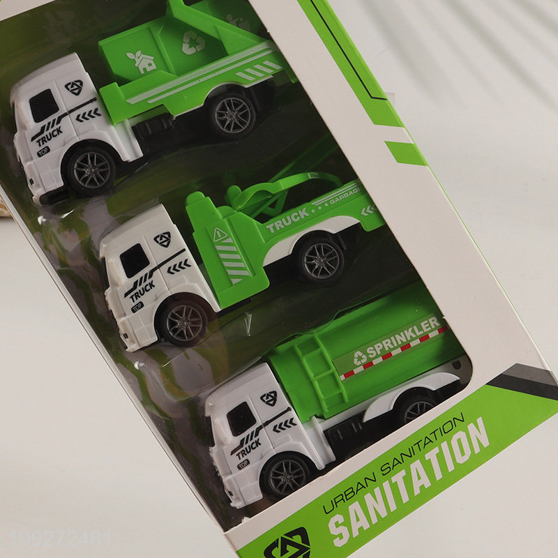 Hot products sanitation truck toy children's toy pull back car set