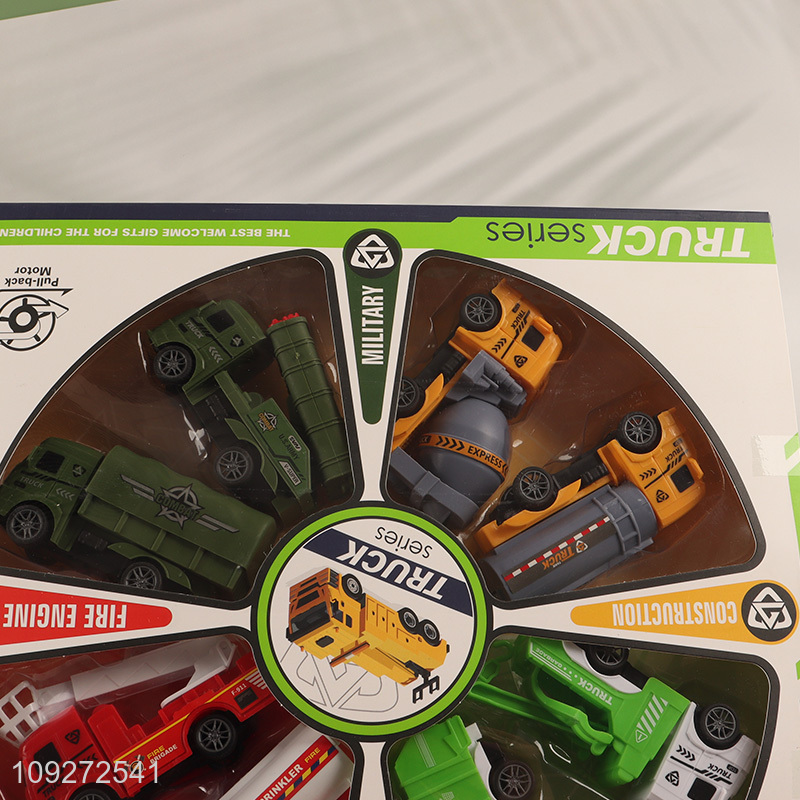 Yiwu market 8pcs children's toy pull back car set truck toy