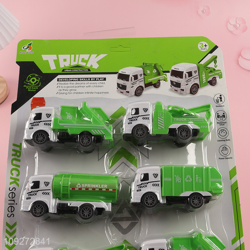 Hot products 8pcs sanitation truck children pull back car toy set