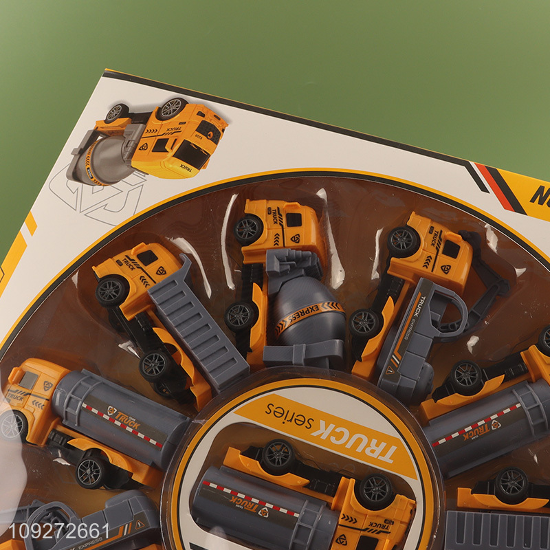 Hot selling engineer truck children pull back car toy set