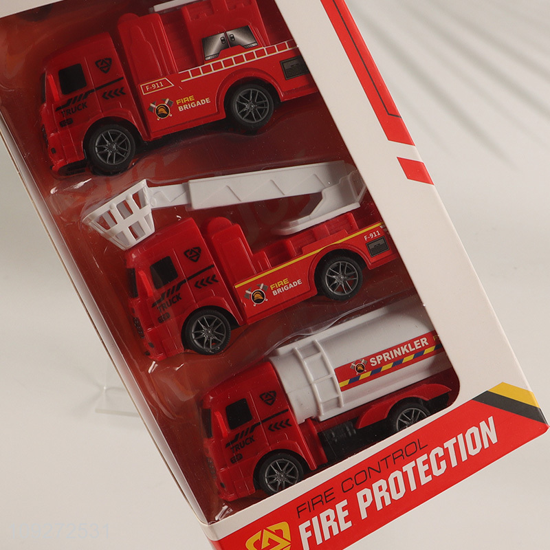 Low price fire fighting truck children's toy pull back car set for sale