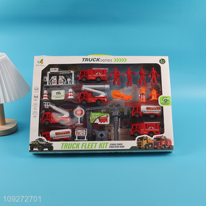 Most popular funny firefighter toy truck fleet kit for kids