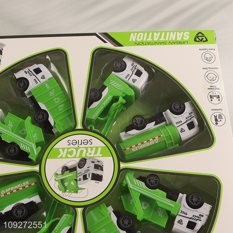 Latest products sanitation truck children's toy pull back car set