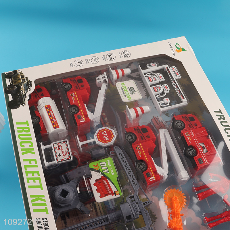 Most popular funny firefighter toy truck fleet kit for kids