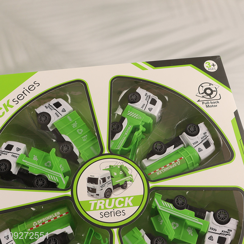 Latest products sanitation truck children's toy pull back car set