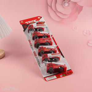 Online wholesale 6pcs fire fighting truck children pull back car toy set