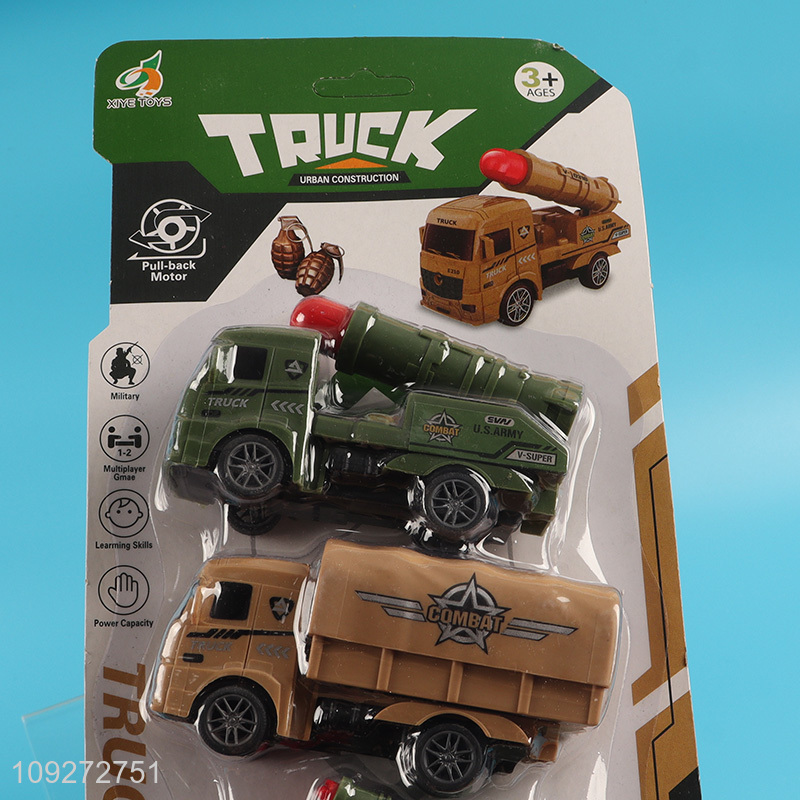 New style 4pcs military truck children pull back car toy set