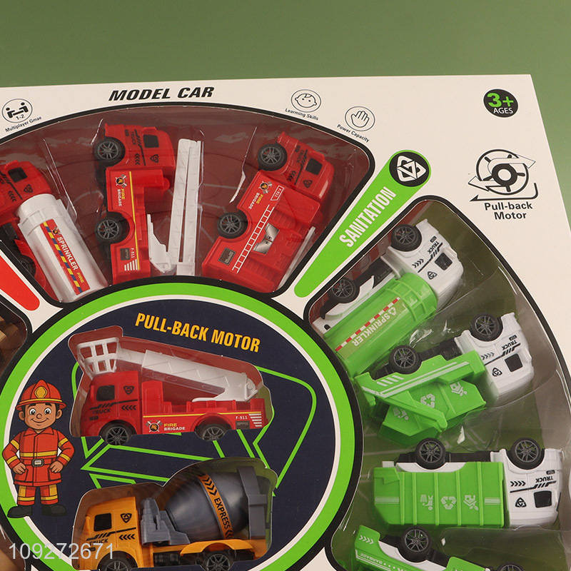 Online wholesale 16pcs truck series children pull back car toy set