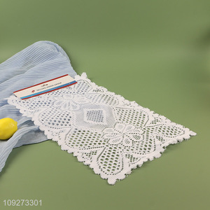 Factory supply white polyester hollow dinner mat placemat table mats