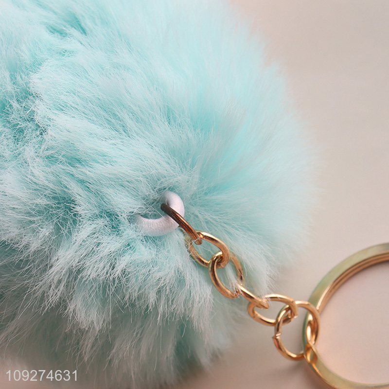 Hot products multicolor plush ball keychain key rings