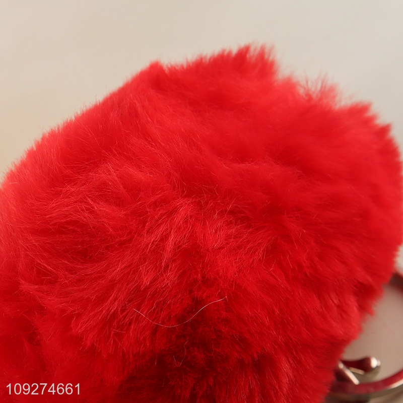 Yiwu market heart shape plush keychain key rings