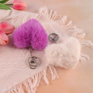 Yiwu market heart shape plush keychain key rings