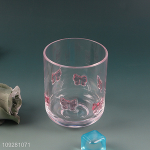 Online wholesale pink bowknot glass water cup drinking cup