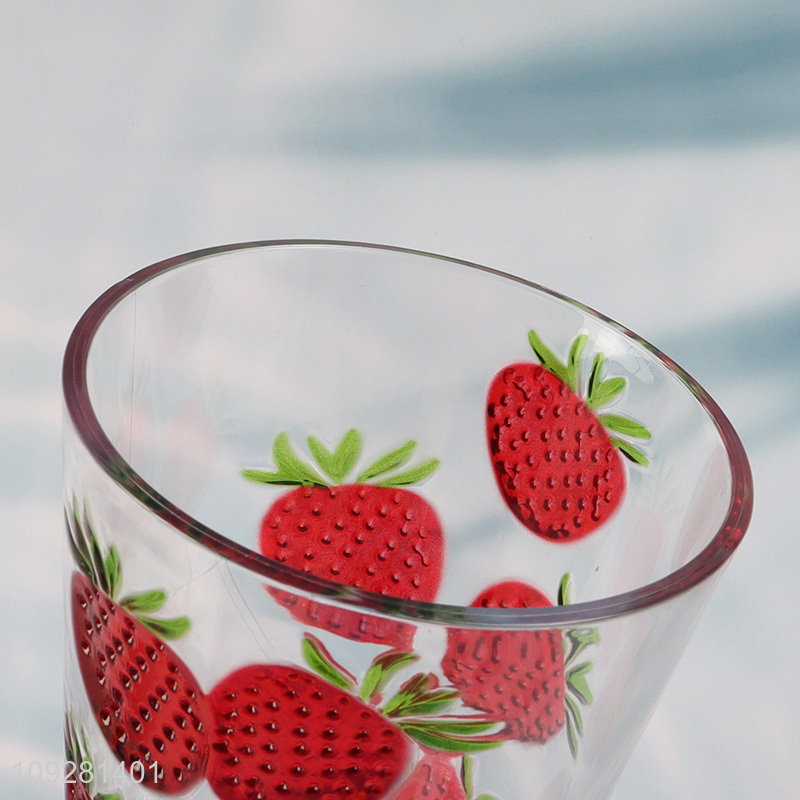 China factory strawberry printed glass water cup drinking cup
