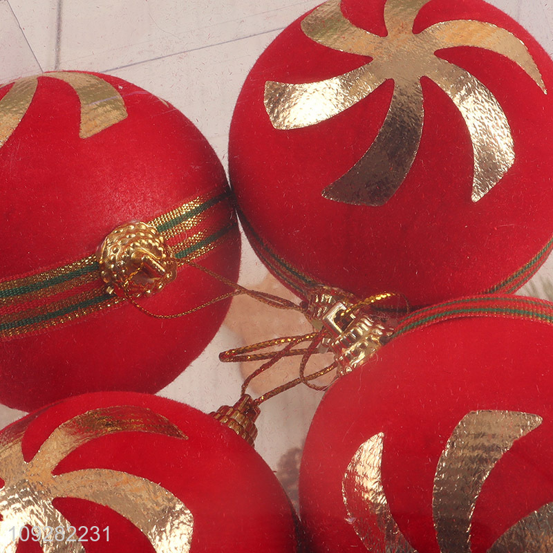 Factory price 4pcs red christmas decoration hanging christmas ball