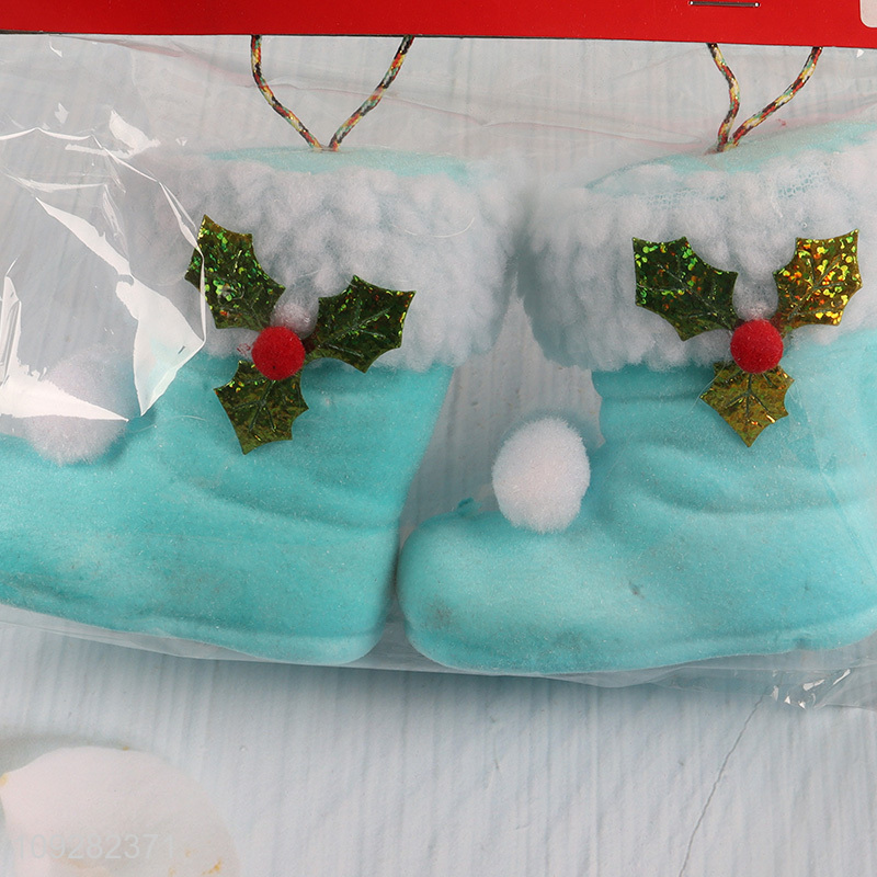 China wholesale 2pcs christmas boots christmas hanging ornament decoration