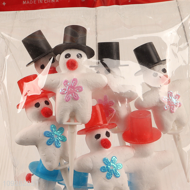 Low price 12pcs mini snowman christmas decoration christmas cake topper