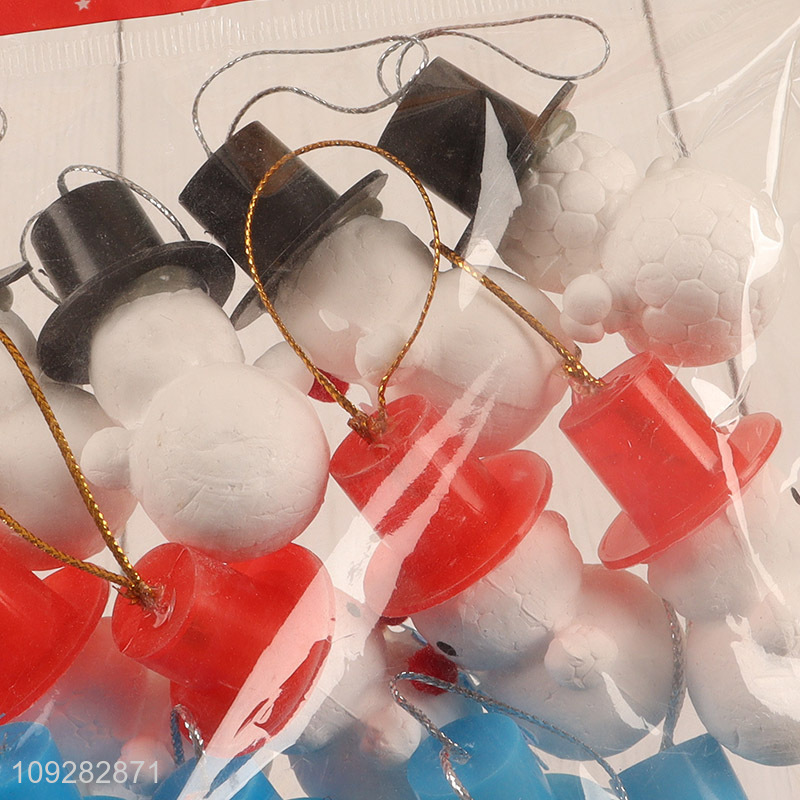 Good selling 12pcs foam snowman christmas hanging ornament decoration