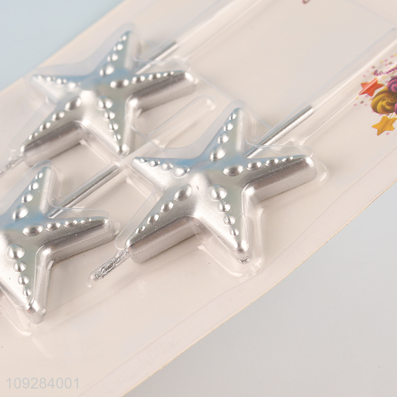 New arrival star shape silver cake candle party decoration candle