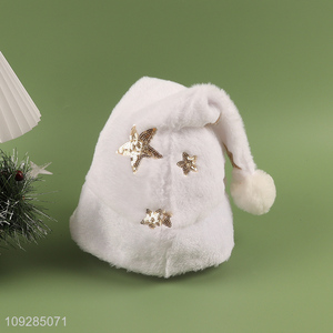 China wholesale white plush christmas hat Santa hat