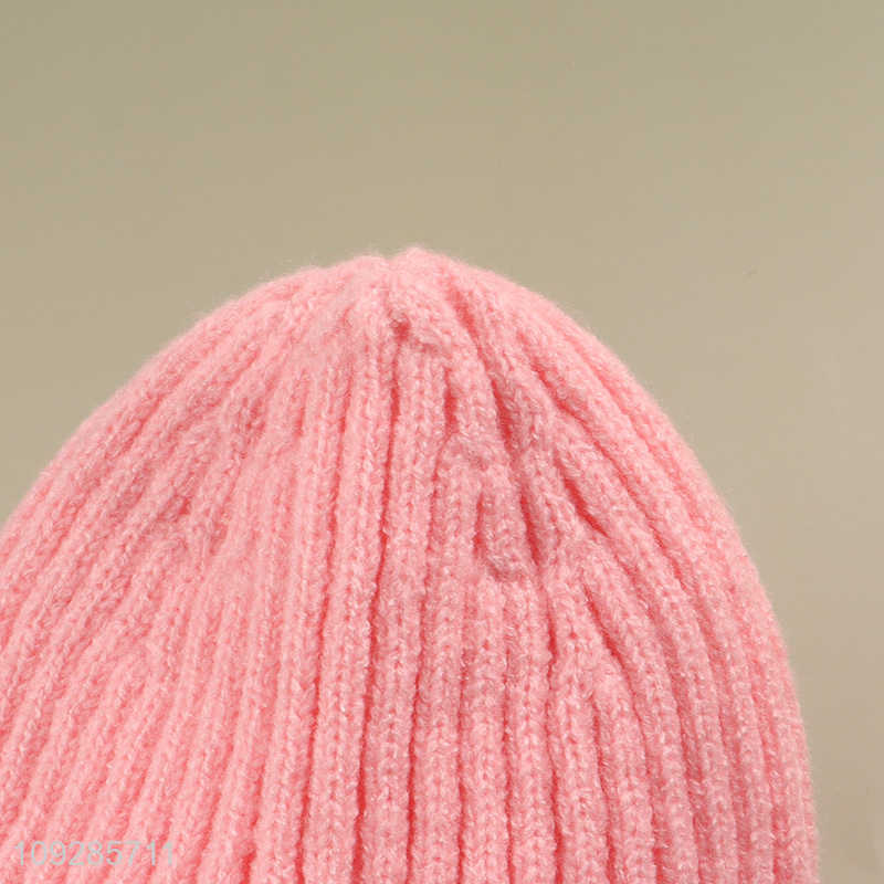 Yiwu market pink outdoor knitted hat beanies hat for winter