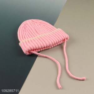 Yiwu market pink outdoor knitted hat beanies hat for winter