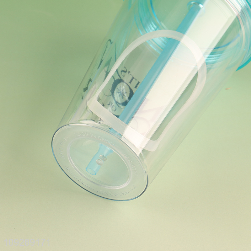 Top quality 450ml plastic water cup straw cup for sale