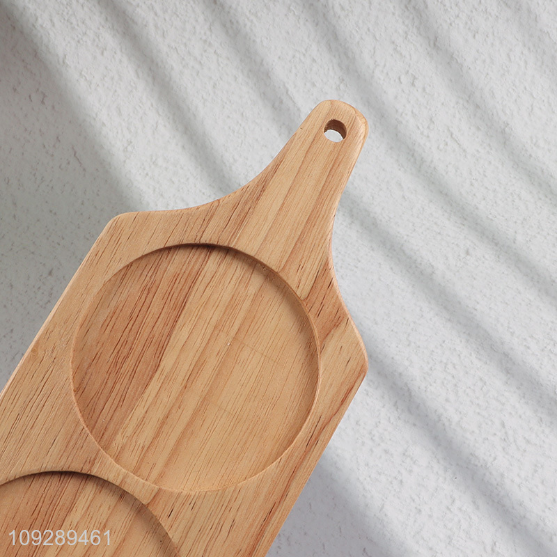 China products bamboo dessert plate with handle