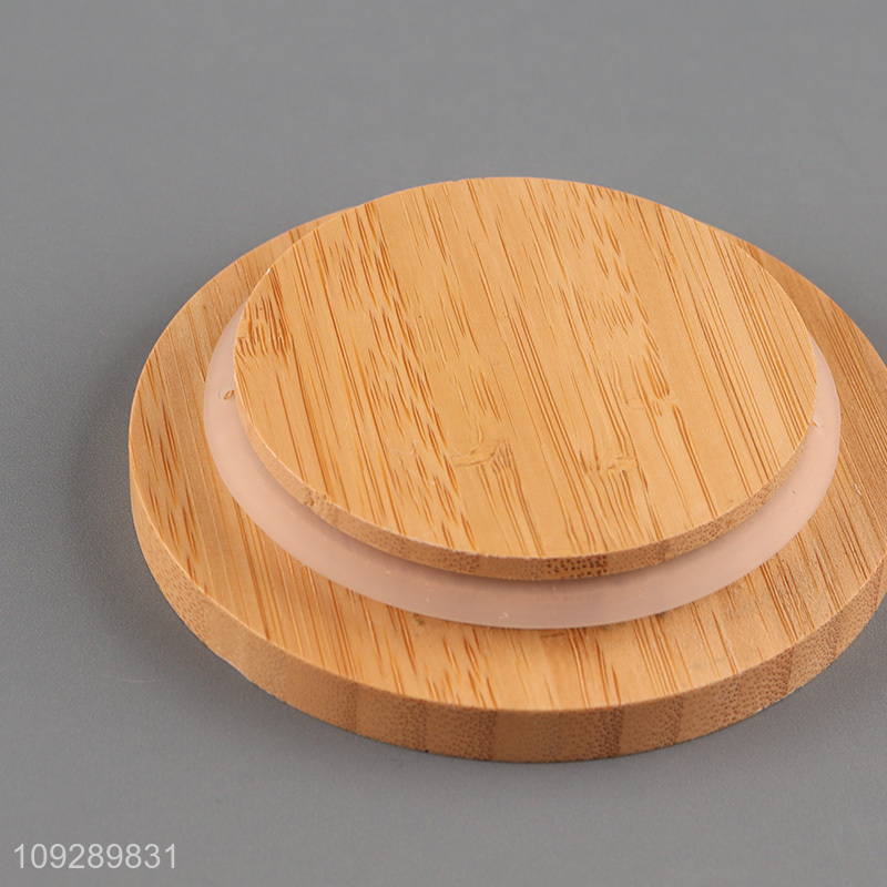 New arrival round glass storage jar with bamboo lid