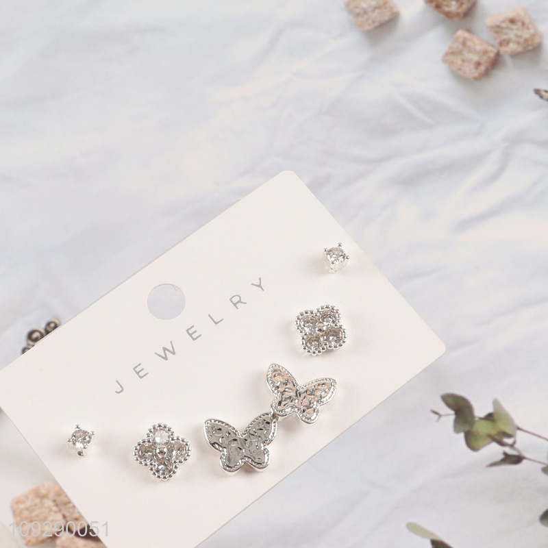 Popular products butterfly fashion jewelry earrings ear studs set