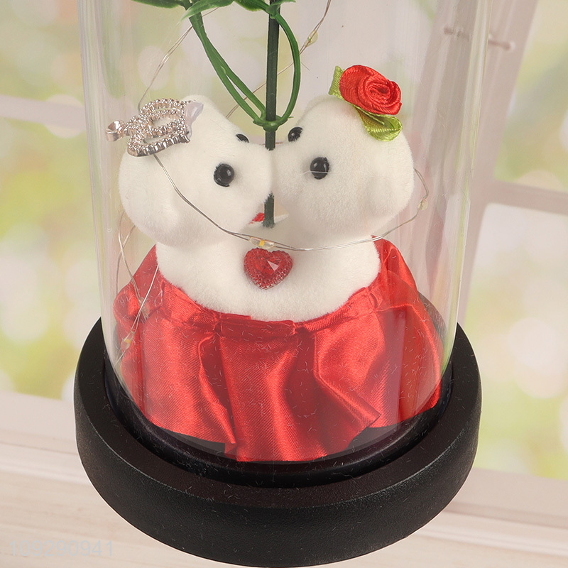 China products rose flower bear lights Valentine's Day gift
