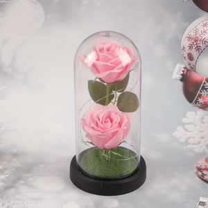 Yiwu market pink rose flower ornament lights Valentine's Day gift