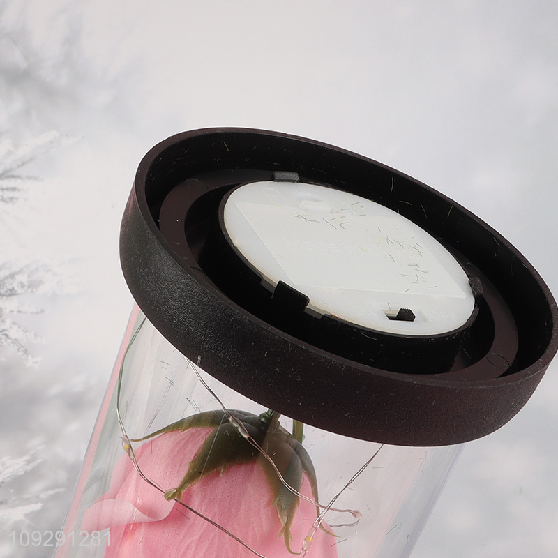 Yiwu market pink rose flower ornament lights Valentine's Day gift